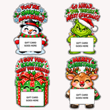 printable Christmas gift card holders pdf, cute Christmas gift card holders, Christmas gift card holder template, Grinch gift card holder, snowman gift card holder, reindeer gift card holder, Merry Christmas gift card holder