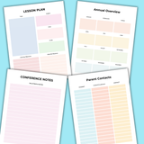 Printable classroom planner pdf, printable lesson plan planner page, yearly teaching planner, class planner printable