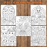 printable cute fall coloring pages for kids pdf, turkey coloring page, apples fall coloring page, pumpkin pie coloring page, fall leaves coloring page, hello fall coloring page, caramel apple coloring page, hot cocoa coloring page