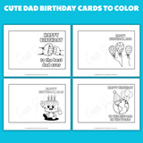 printable dad birthday cards coloring pages pdf, happy birthday dad card from son to color, cute dad birthday coloring cards black and white foldable printable greeting cards, birthday cake happy birthday dad card to color, best dad birthday card coloring sheet