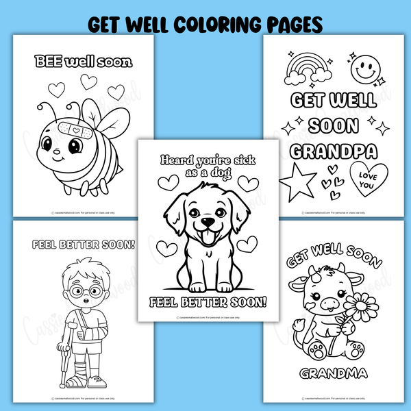Get Well Soon Coloring Pages And Cards To Color Printable (20 Pages ...