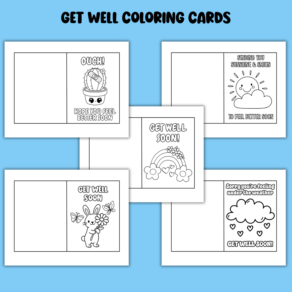 Get Well Soon Coloring Pages And Cards To Color Printable (20 Pages ...