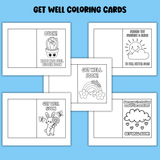 printable get well soon cards to color pdf, feel better soon coloring cards for kidf printable, get well soon coloring pages cute, feel better soon coloring sheets