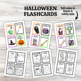 printable Halloween flashcards pdf, Halloween vocabulary flashcards for kids, Halloween ESL flashcards, Halloween words flashcards, black and white Halloween flash cards preschool, baby Halloween flashcards coloring page