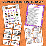 printable Halloween games for kids pdf, Printable Halloween activities for kids, classroom halloween activities, Halloween bingo, Halloween would you rather, Halloween charades, Halloween scavenger hunt
