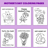 printable Happy Mother's Day coloring sheets for kids, cute Mother's Day coloring pages children