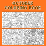 cute printable October coloring pages for kids pdf, Halloween October coloring pages, fall October coloring pages, woodland animals coloring pages