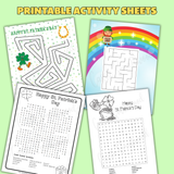 Printable St. Patrick's Day activity sheets, Printable St. Patrick's Day mazes, Printable St. Patrick's Day word searches, Printable St. Patrick's Day worksheets for kids