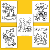 printable summer coloring sheets pdf, tropical coloring page, summer coloring pages for kids printable, swimming coloring pages, under the sea coloring pages, palm tree coloring pages