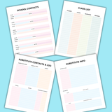 printable teacher planning templates, teacher planner printable pdf, substitute teacher lesson plan template printable pdf, class roster printable, classroom planner printable pdf