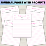 printable weight loss journal with prompts, daily weight loss journal, wellness journal, future self journal, health journal printable