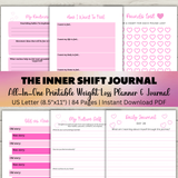 printable weight loss planner, printable weight loss journal, law of attraction journal for weight loss, wellness planner, healthy lifestyle planner, future self journal, weight loss workbook printable