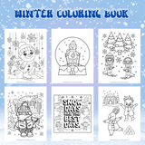 printable winter coloring book for kids with snowman coloring pages, skiing coloring sheets, snow coloring pictures, snow day coloring page, and easy winter coloring sheets for preschool