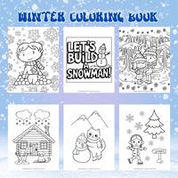 Printable winter coloring book for kids with snowflake coloring pages, snowman coloring sheets, icicle coloring pages, winter scene coloring sheets, ice skating coloring pages