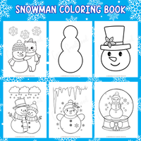Printable snowman coloring pictures for kids including cute snowman face coloring page, snowman outline template, and snowman snow globe coloring sheet