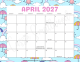 2026-2027 school year calendar printable pdf, April 2027 calendar cute printable pdf