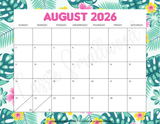 printable August 2026 calendar pdf, printable school year calendar 2026-2027 academic year calendar monthly cute