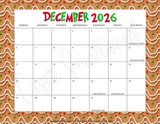 cute December 2026 calendar printable pdf, 2026-2027 monthly school year calendar with holidays printable pdf