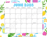 June 2026 calendar printable pdf, 2026/2027 printable monthly academic wall calendar