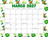 cute March 2027 calendar with holidays printable pdf, 2026 2027 academic school year calendar, classroom wall calendar 2026-2027