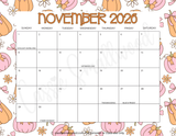 cute November 2026 calendar with holidays horizontal printable pdf, landscape 2026-2027 school year calendar printable pdf, Monthly classroom wall calendar 2026 2027
