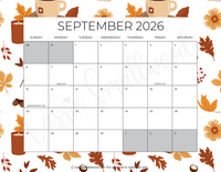 September 2026 calendar with holidays printable pdf, cute 2026 calendar school printable