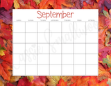 monthly blank calendar printable pdf, cute September blank calendar template, printable yearly calendar blank empty