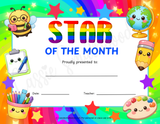printable star of the month certificate pdf, preschool student of the month award, elementary star of the month award, kindergarten student of the month certificate template blank digital download
