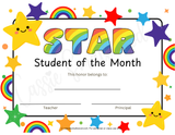 printable star student of the month award pdf, star student of the month certificate blank download