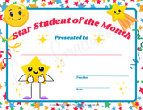 star student of the month certificate template printable pdf, student of the month award cute, star of the month certificate blank