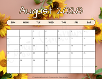 August 2028 calendar with holidays printable pdf, 2028 monthly calendar aesthetic with holidays to print