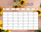 August 2028 calendar with holidays printable pdf, 2028 monthly calendar aesthetic with holidays to print