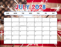 July 2028 calendar with holidays printable pdf, colorful 2028 wall calendar with holidays to print