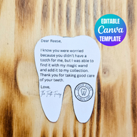 Swallowed tooth fairy letter mini editable Canva template