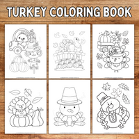 printable turkey coloring sheets on a wood background