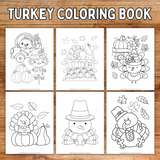 printable turkey coloring sheets on a wood background