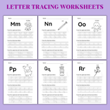 uppercase and lowercase letter tracing sheets printable pdf, a to z letter handwriting practice worksheets preschool, capital and lower case letter writing pages toddlers