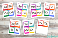 preschool alphabet flashcards printable pdf, upper case and lower case letter flash cards