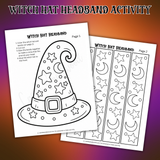 printable witch hat headband template pdf, witch hat craft for kids, Halloween activity for kids, cute Halloween coloring page for kids, Halloween craft for preschool easy