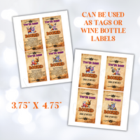 You've been boozed tags or wine bottle labels printable