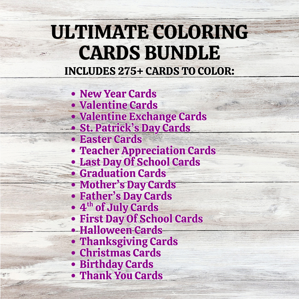CUTE Printable Cards To Color (275+ Pages) – Cassie Smallwood