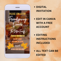 editable Friendsgiving video invitation template