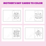 happy mother's day cards coloring sheets printable pdf, flower and heart mother's day coloring page, I love you mom coloring page