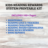 Printable Kids Reading Program PDF, kids reading rewards system pdf, printable bookmarks, printable reading logs, printable reading trackers, printable reading challenge kids, printable reading award certificates