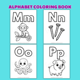 printable alphabet coloring book for kids pdf, cute abc coloring sheets preschool, letter m coloring page, letter n coloring page, letter o coloring page, letter p coloring page, simple English alphabet coloring pages toddlers