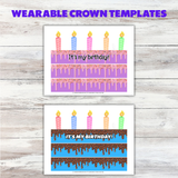 printable birthday crown templates for kids pdf, birthday crown headband pattern, cute children's birthday crown printable paper headband, wearable birthday crown templates for kids