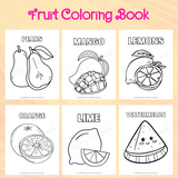printable fruit coloring pages, pear coloring page, mango coloring page, lemon coloring page, orange coloring page, lime coloring page, watermelon coloring page