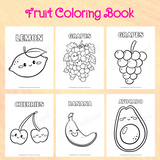 printable kawaii fruit pictures to color, lemon coloring page, grapes coloring page, cherries coloring page, banana coloring page, avocado coloring page