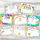 cute printable student of the month certificates pdf, star of the month certificates printable download, blank star student of the month award certificates