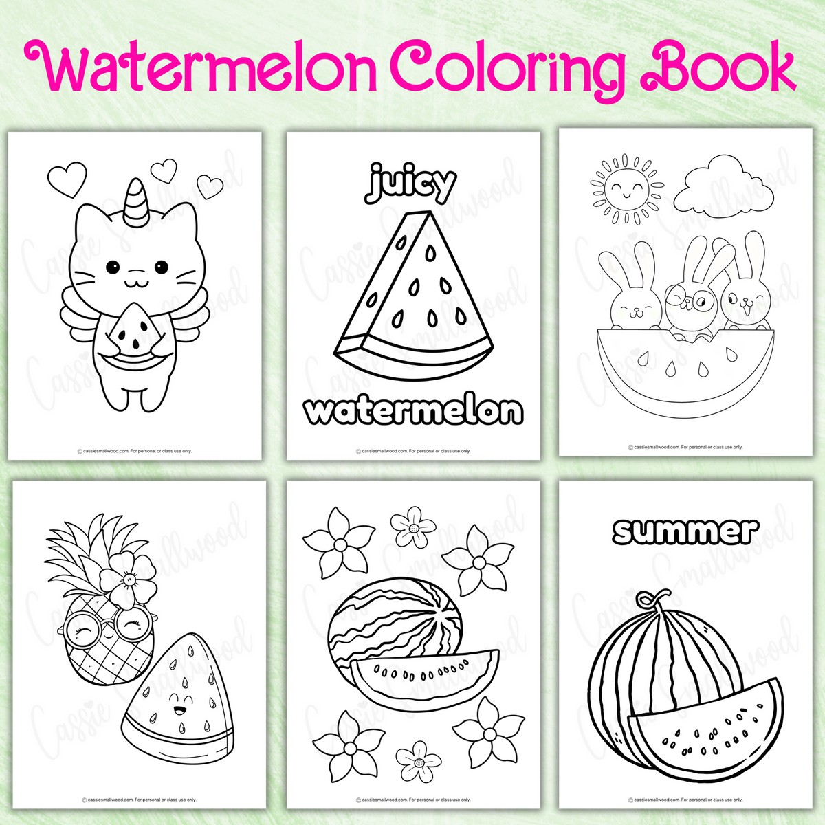 Printable Watermelon Coloring Book (16 Watermelon Coloring Pages ...